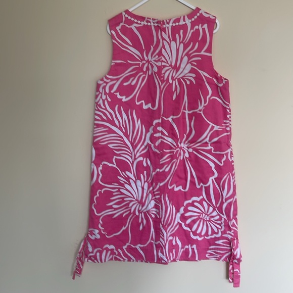 Lilly Pulitzer Pink Sleeveless Lined Side Tie Tropical  w/Pockets-10 - Picture 2 of 7